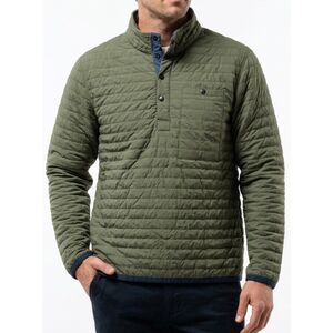 Relwen Windzip Popover Quilted Snap Pullover Olive Nylon Size S Small
